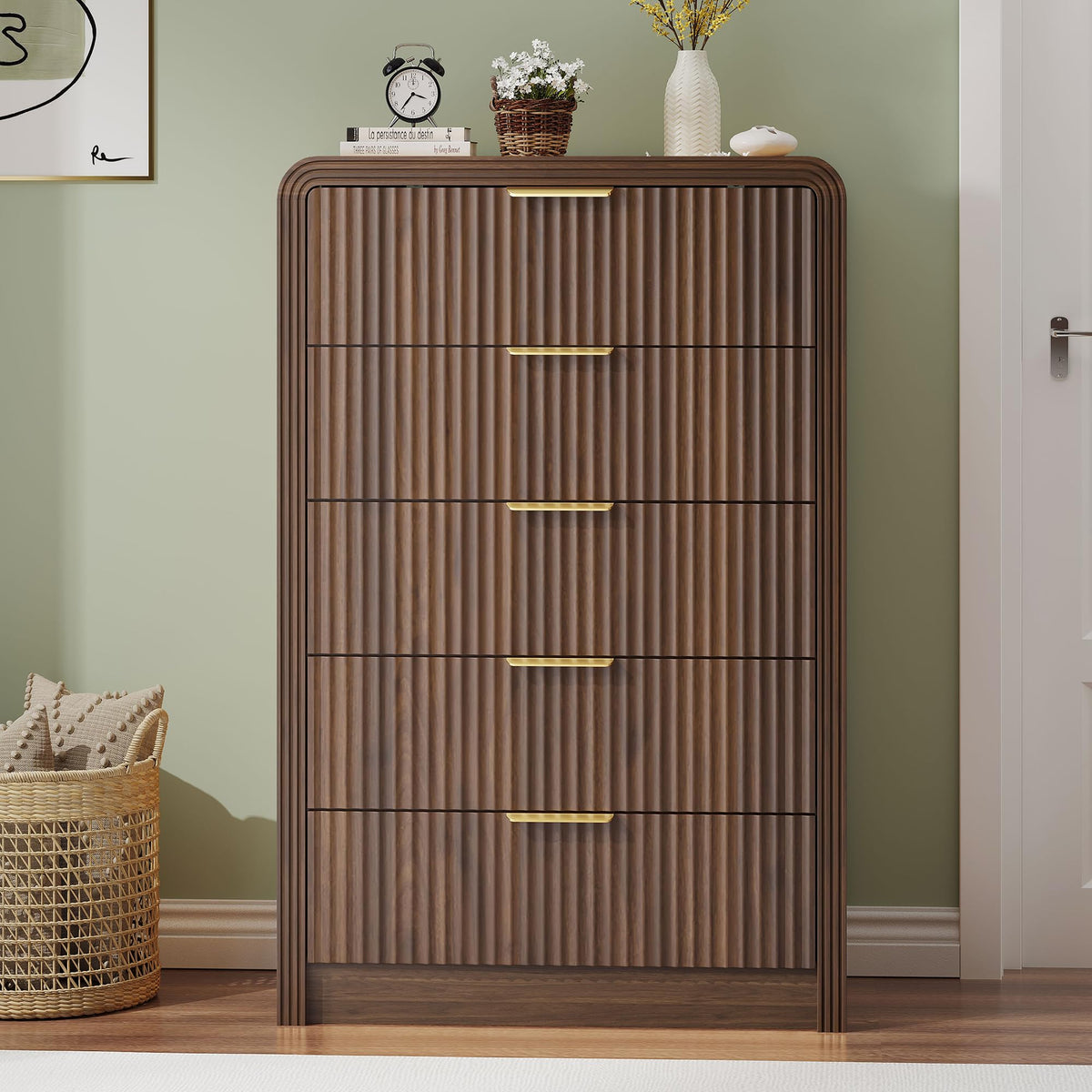 Fluted 5 Drawers Dresser D7041