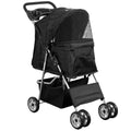 Black 4 Wheel Foldable Pet Stroller K2051