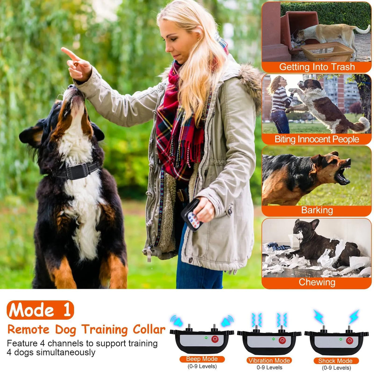 Wireless Electric Dog Fence & Remote Training Shock Collar, Waterproof, Up to 8 Acre I309