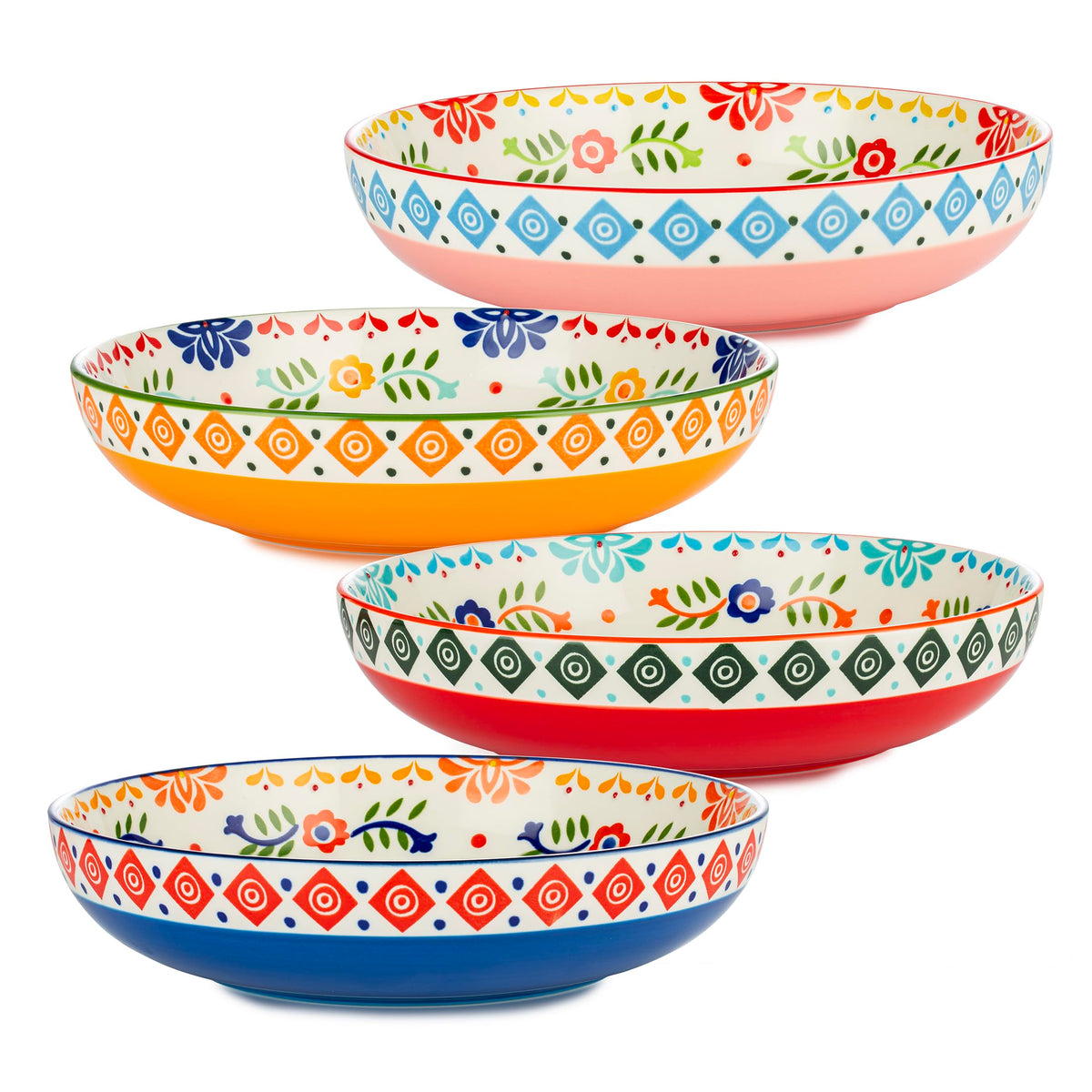 36 OZ Shallow Ceramic Dinner Bowls Set of 4 Z46410