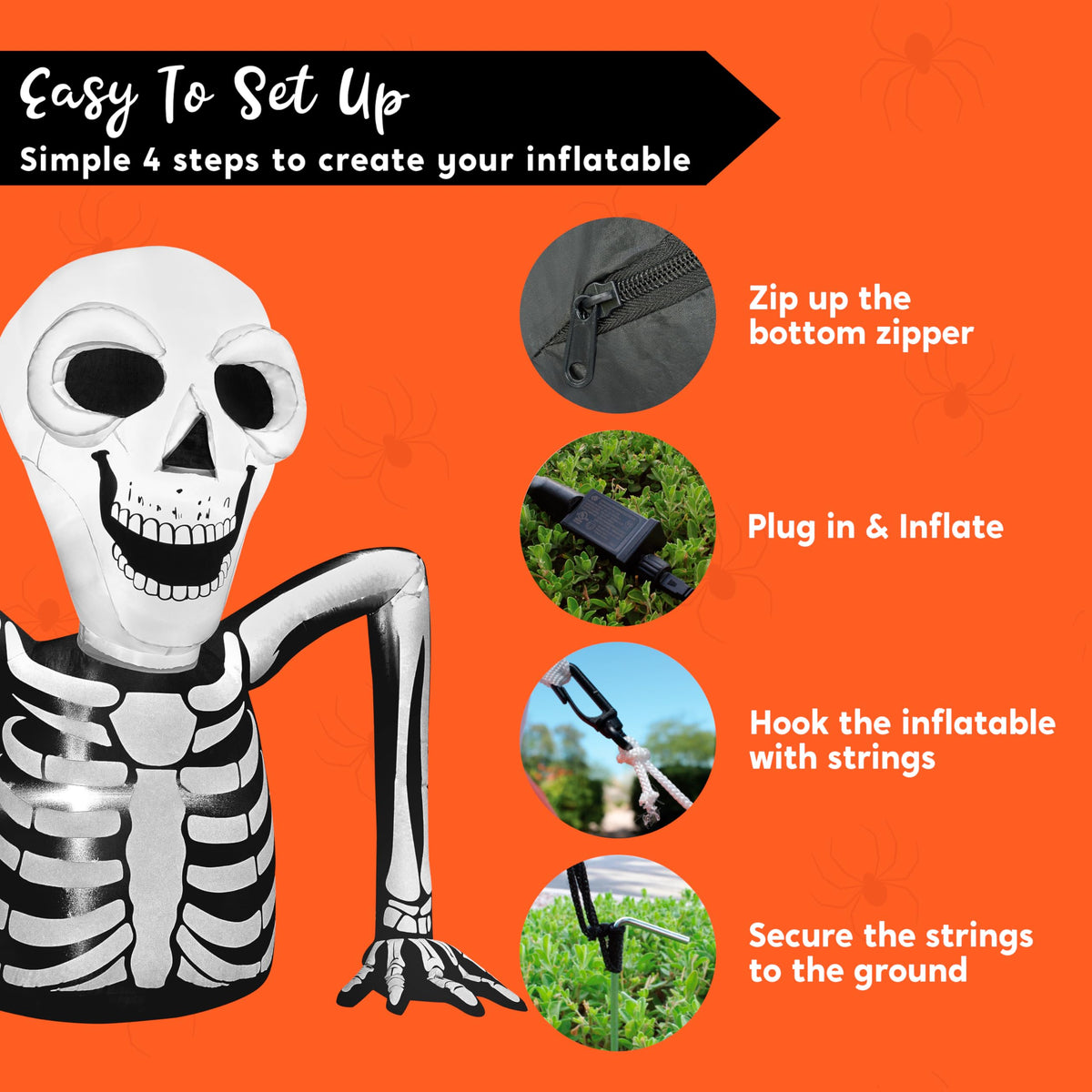 5.5 FT Long Inflatable Skeleton Outdoor Decoration with LEDs N600