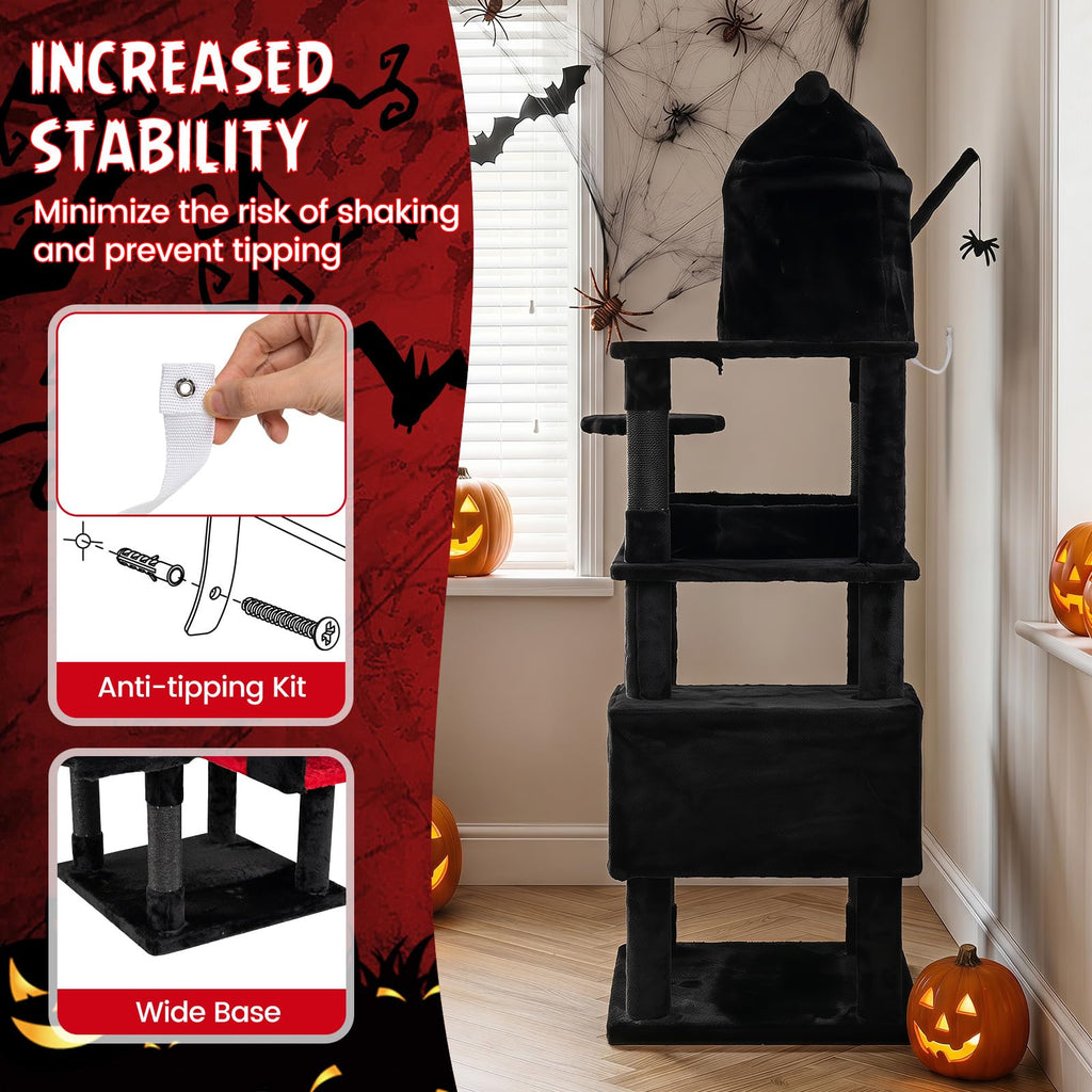 70-inch Multi-Level Black Cat Tree M822
