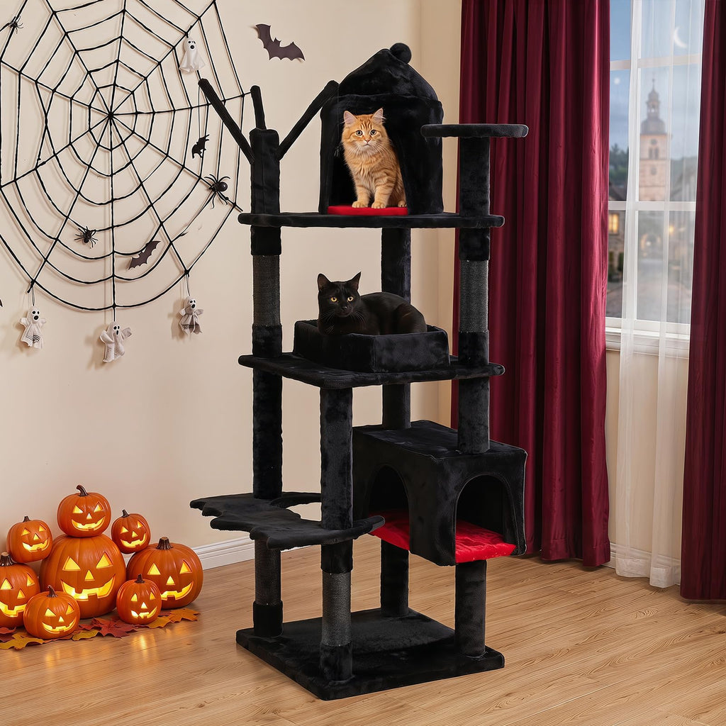 70-inch Multi-Level Black Cat Tree M822