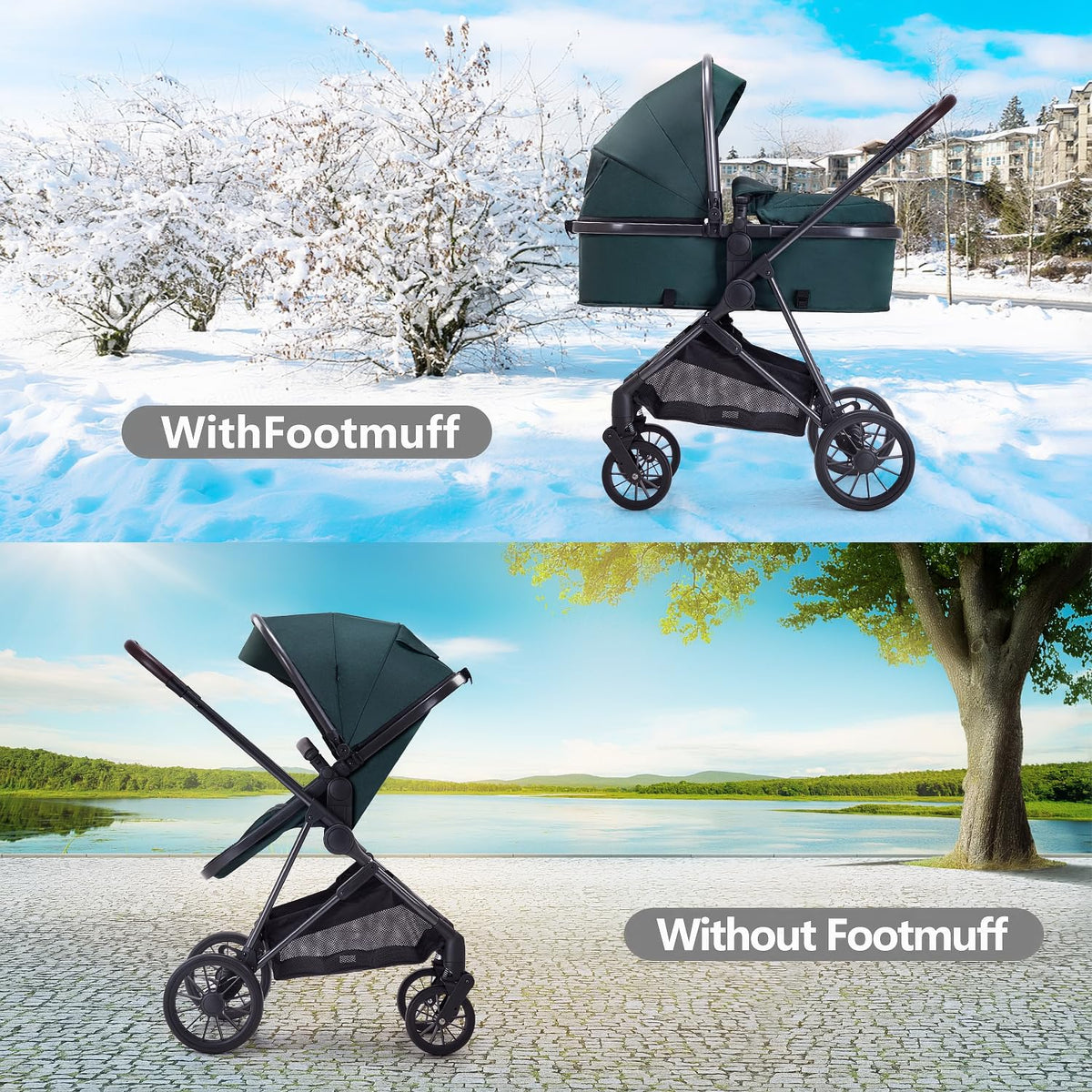 2 in 1 Convertible Reversible Seat Foldable Aluminum Alloy Stroller Z90832
