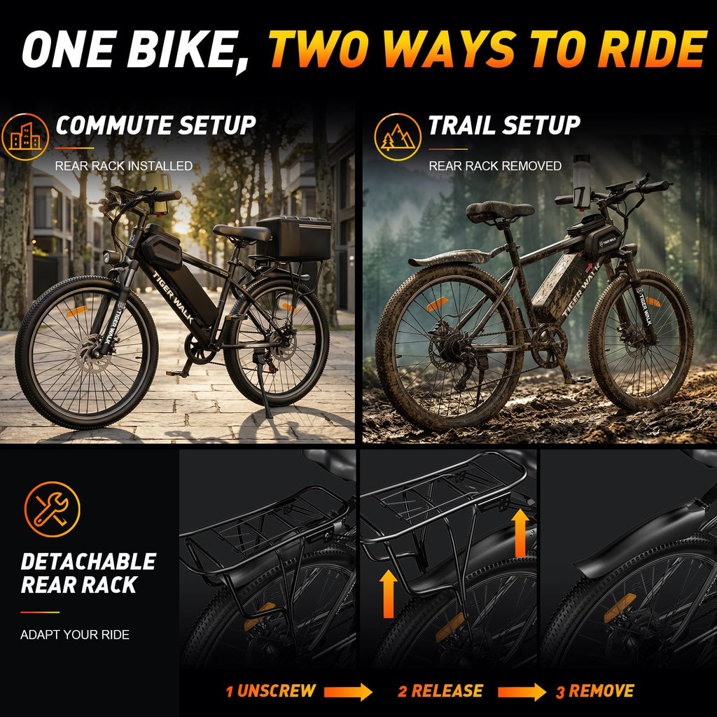 26" All-Terrain Electric Bike, 48V 10Ah Removable Battery, 7-Speed C6291