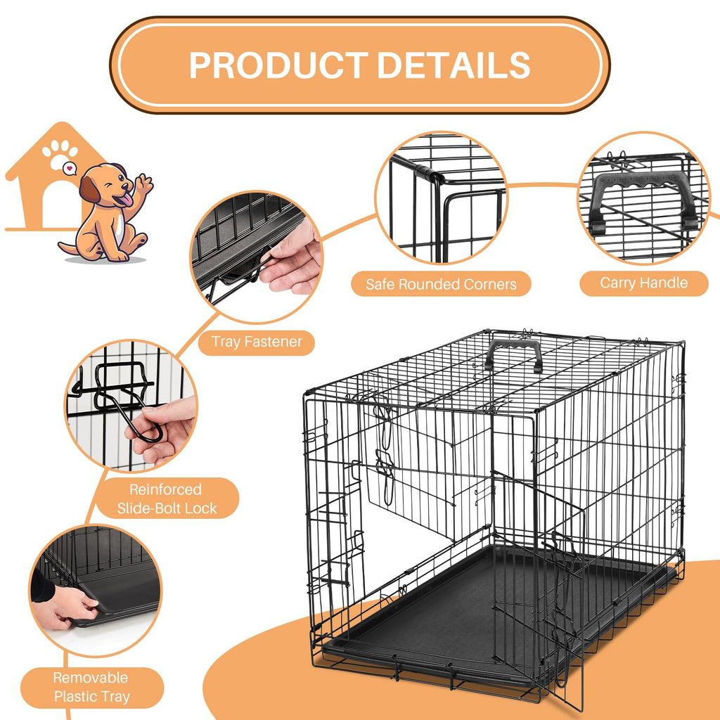 48 Inch Foldable Metal Dog Crate with Divider Panel E1607