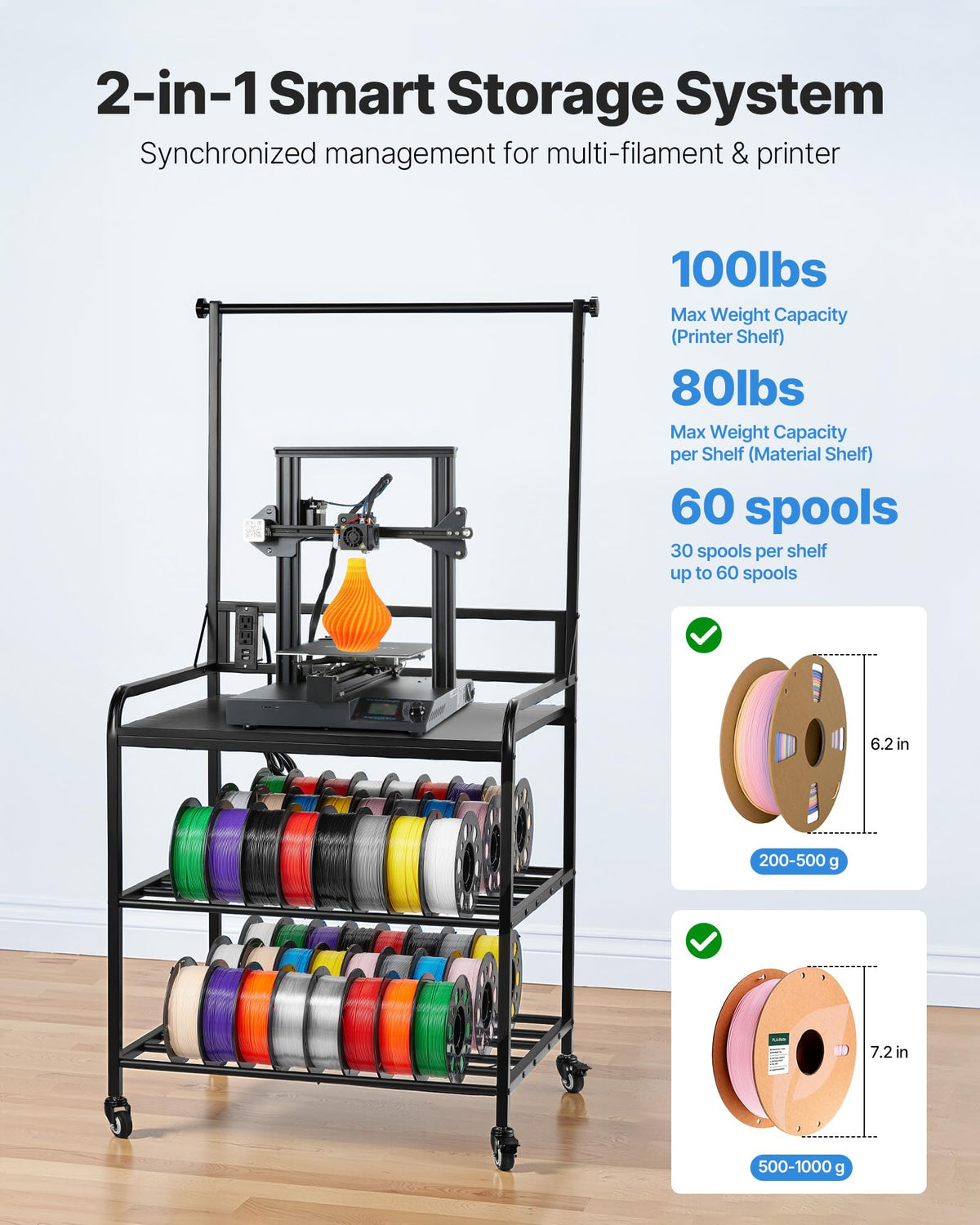 3-Tier Filament Storage Rack with Wheels E845562
