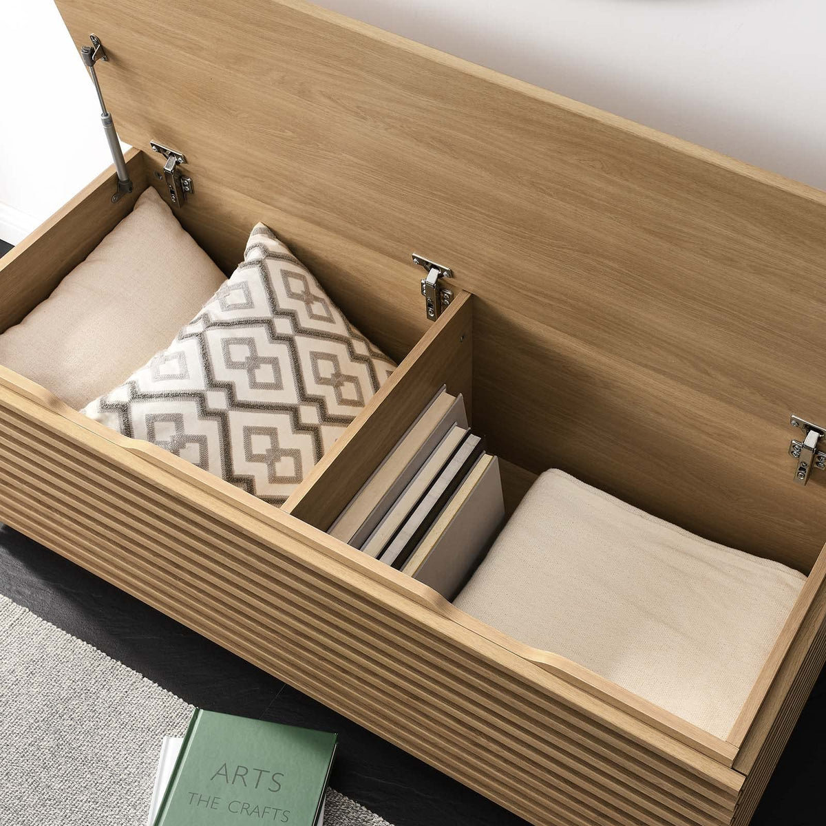Oak Wood Grain Storage Bench B971