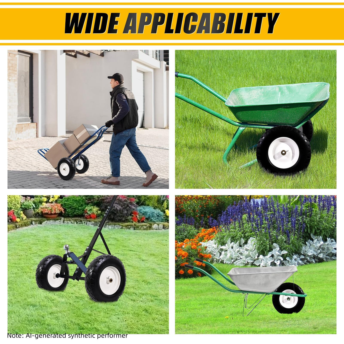 4.80/4.00-8" Flat Free Wheelbarrow Tire and Wheel O174964