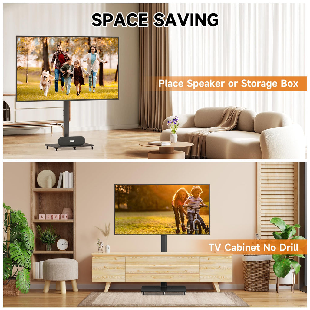 Tall Floor TV Stand for 32-75" TV with Wheels C77694