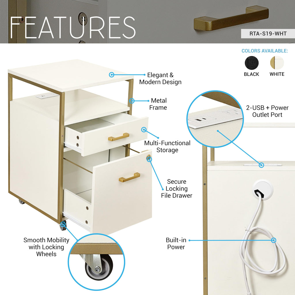 2 Drawer Rolling File Cabinet with Lock X58241