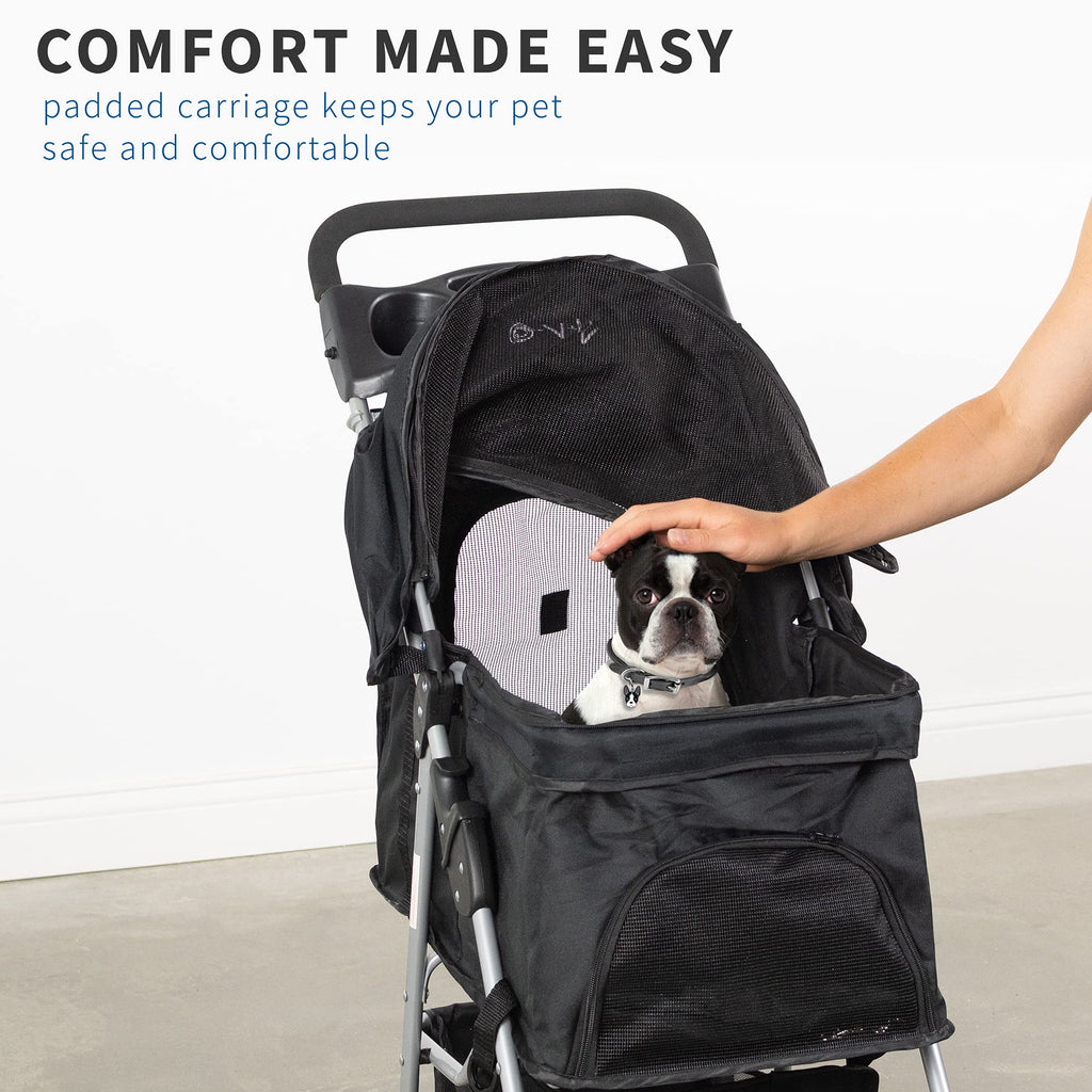 Black 4 Wheel Foldable Pet Stroller K2051