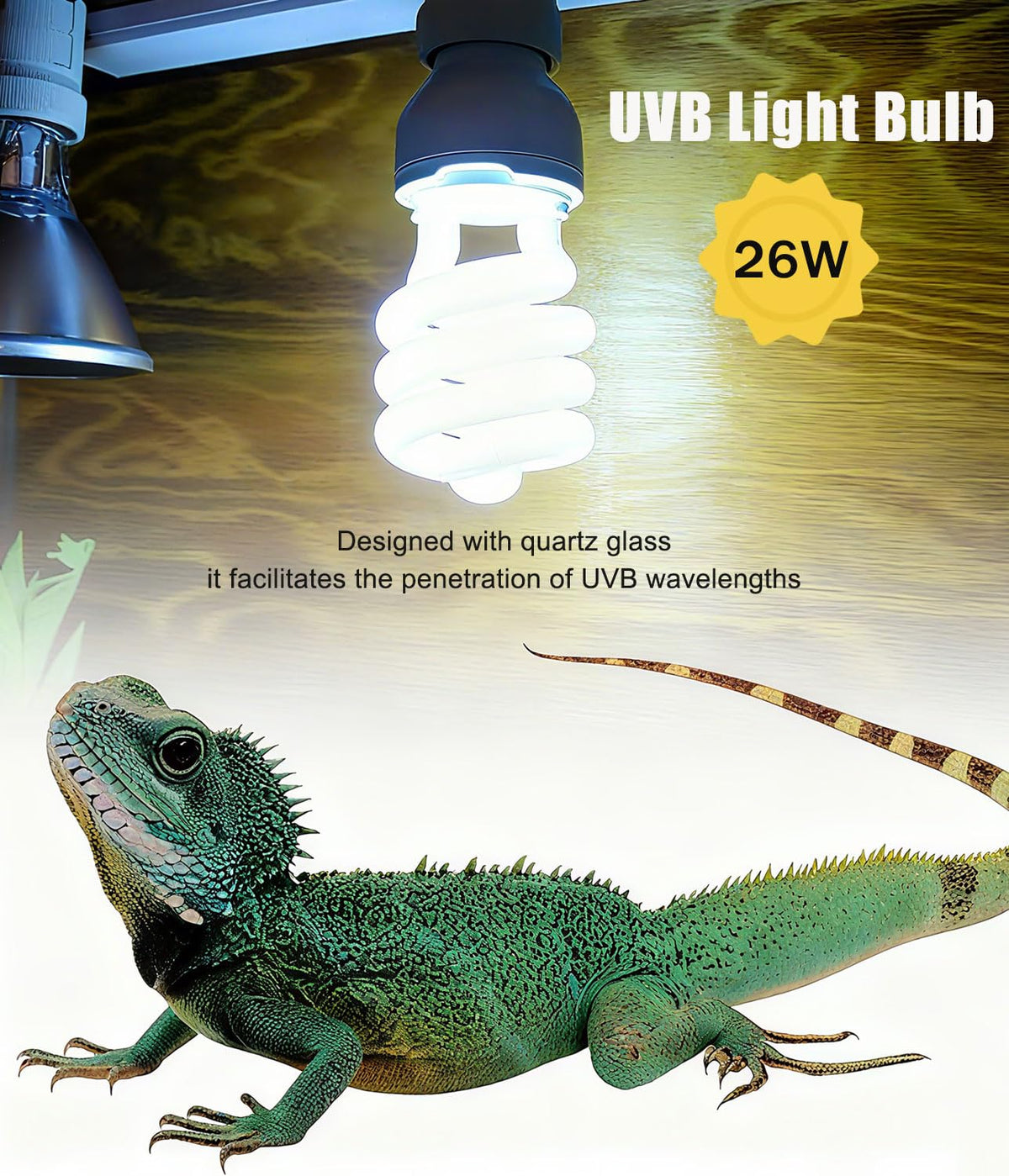 E26 Reptile UVB Light Bulb 26W 2-Pack J8283