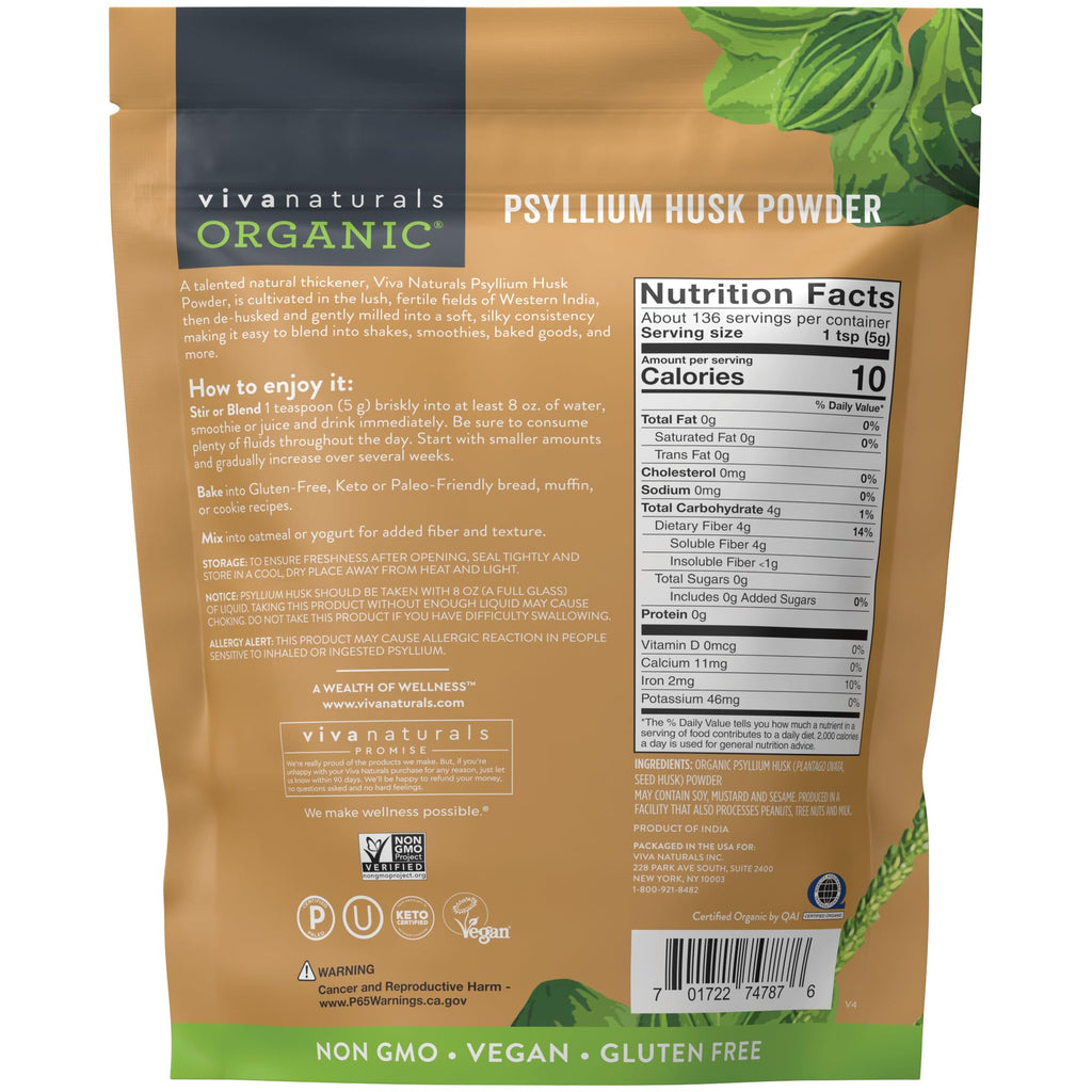 Organic Psyllium Husk Powder, 24 oz N98158