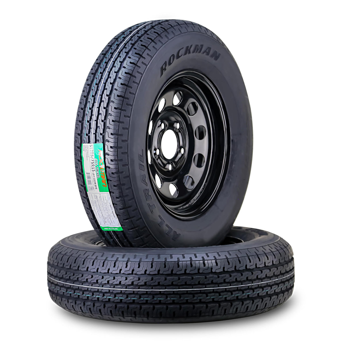 ST205/75R15 8-Ply Trailer Tire Wheel Black Mod Rim Pk2 K313