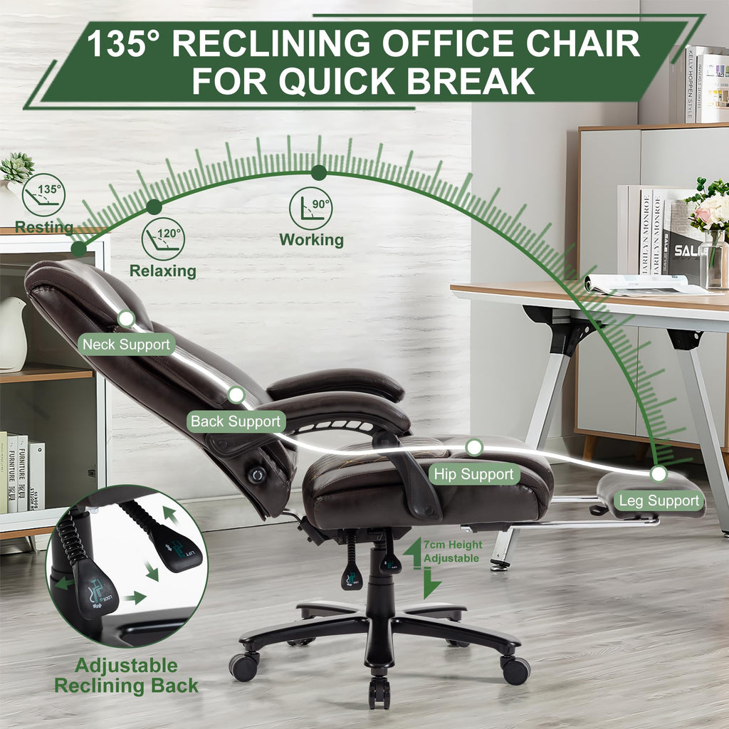 Brown Reclining Executive Office Chair with Footrest R60271
