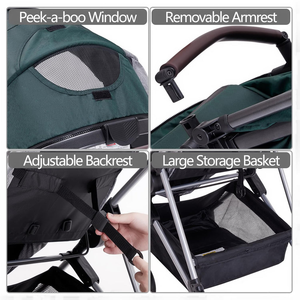 2 in 1 Convertible Reversible Seat Foldable Aluminum Alloy Stroller Z90832