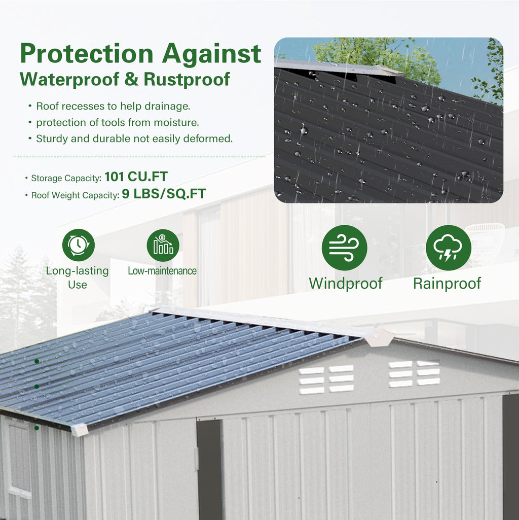 10x14 FT Outdoor Metal Storage Shed Q198