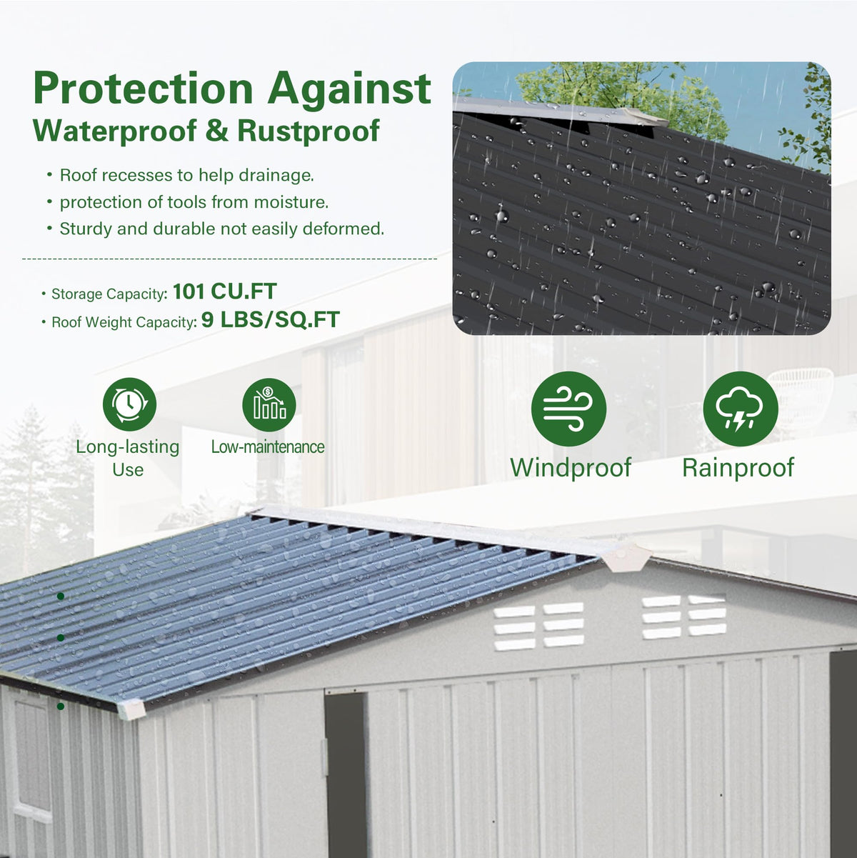 10x14 FT Outdoor Metal Storage Shed Q198