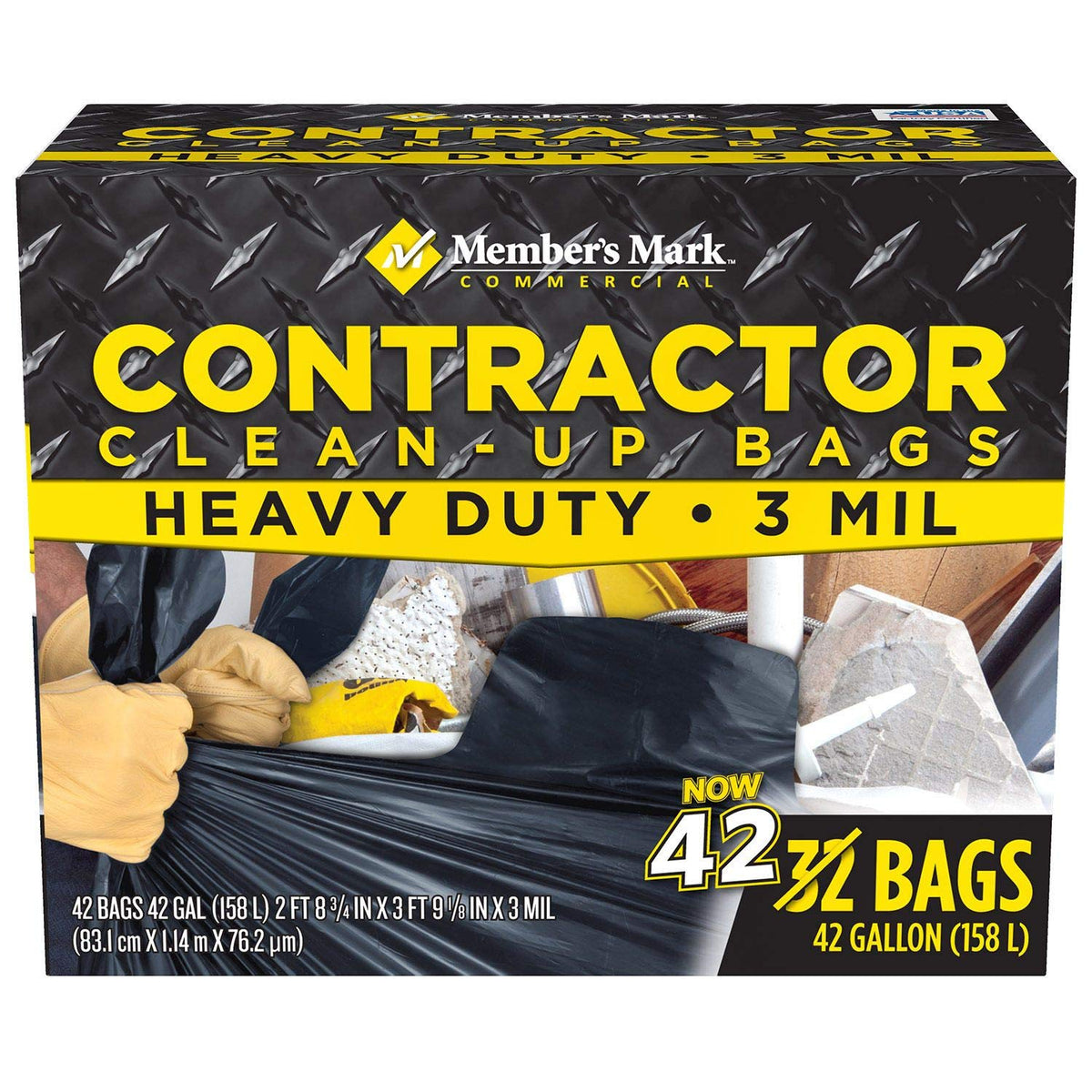 Commercial Contractor Clean-up Trash Bags 42 Gal. 42 Ct. F83332
