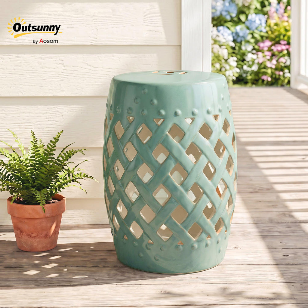 Ceramic Garden Stool Outdoor Stool Green N349
