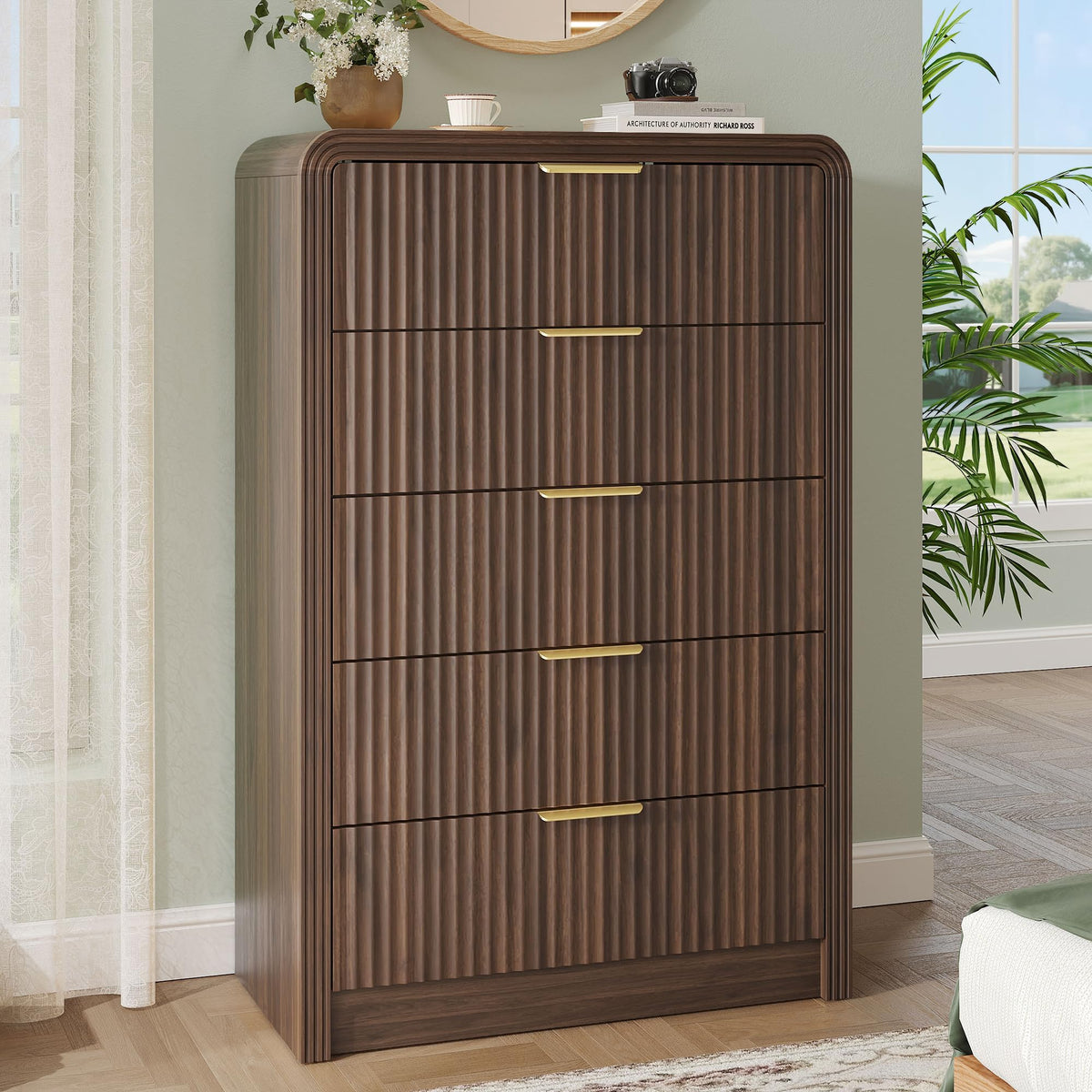 Fluted 5 Drawers Dresser D7041