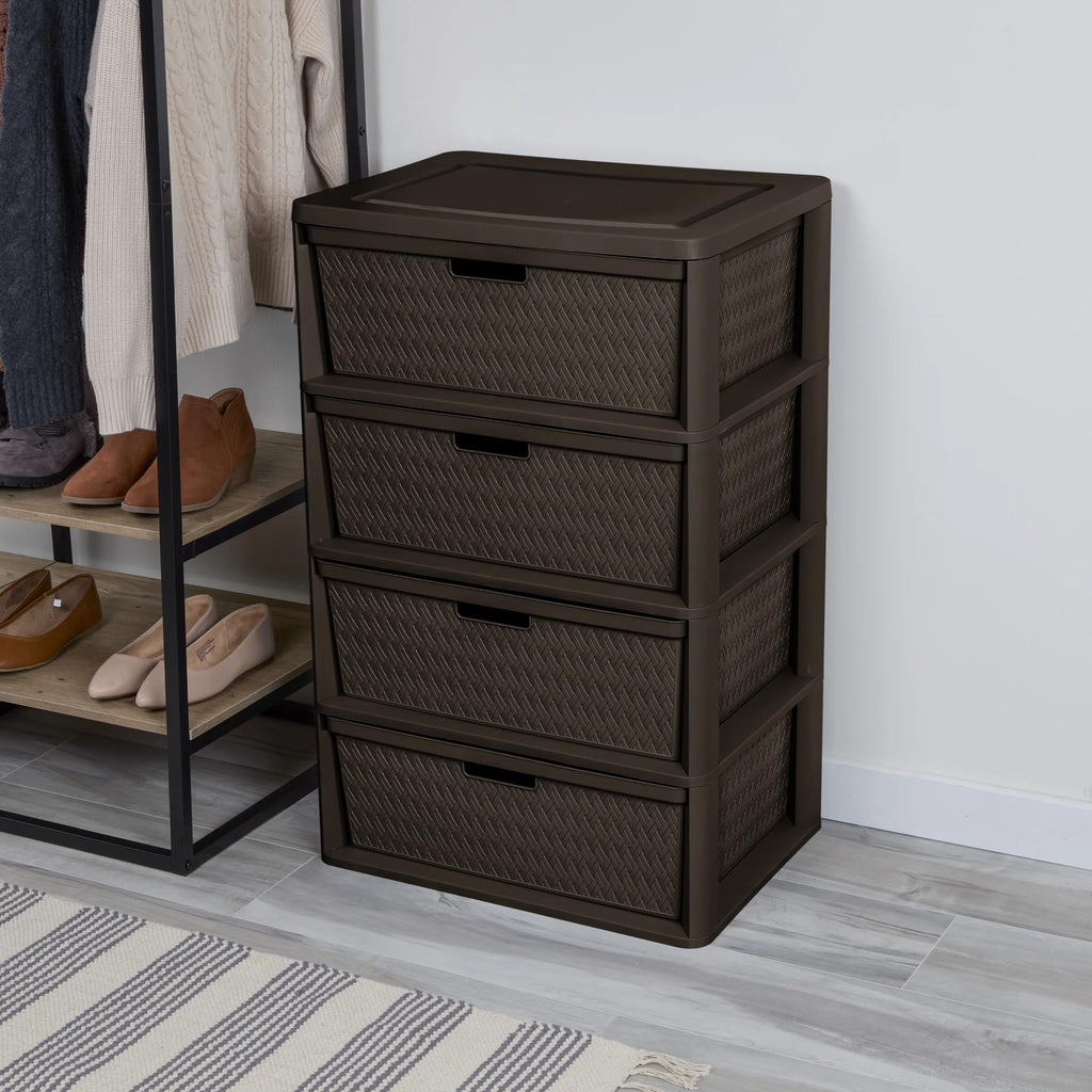 Dark Brown 4 Drawer Plastic Drawer Tower C323518