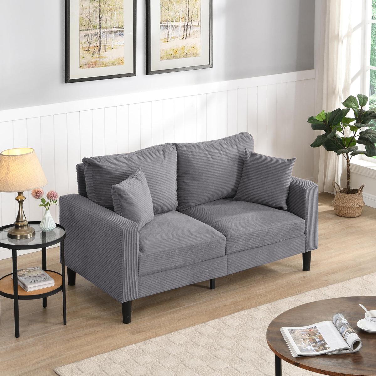 Light Gray Upholstered Loveseat Sofa N585002