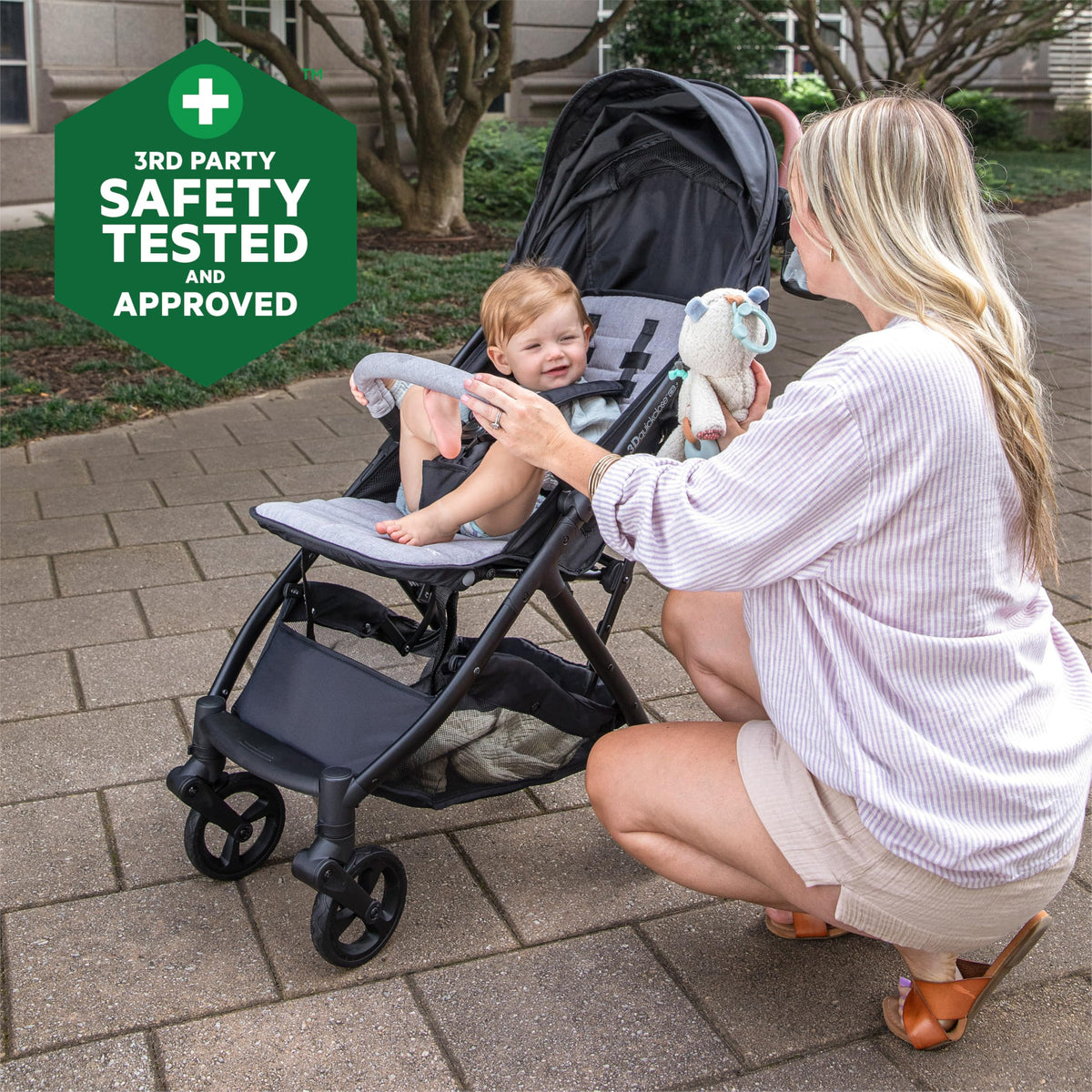 Compact Fold Stroller with Oversized Canopy and Extra-Large Storage, Gray F7321