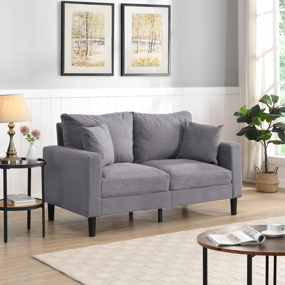 Light Gray Upholstered Loveseat Sofa N585002