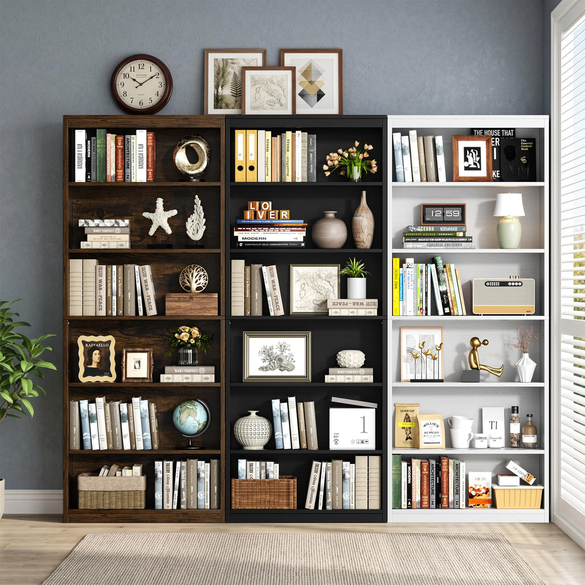 6-Tier Black Bookshelf B4847