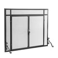 Black Metal Fireplace Screen with Hinged Doors X4731