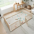 Foldable Wooden Baby Playpen with Gate Y58553